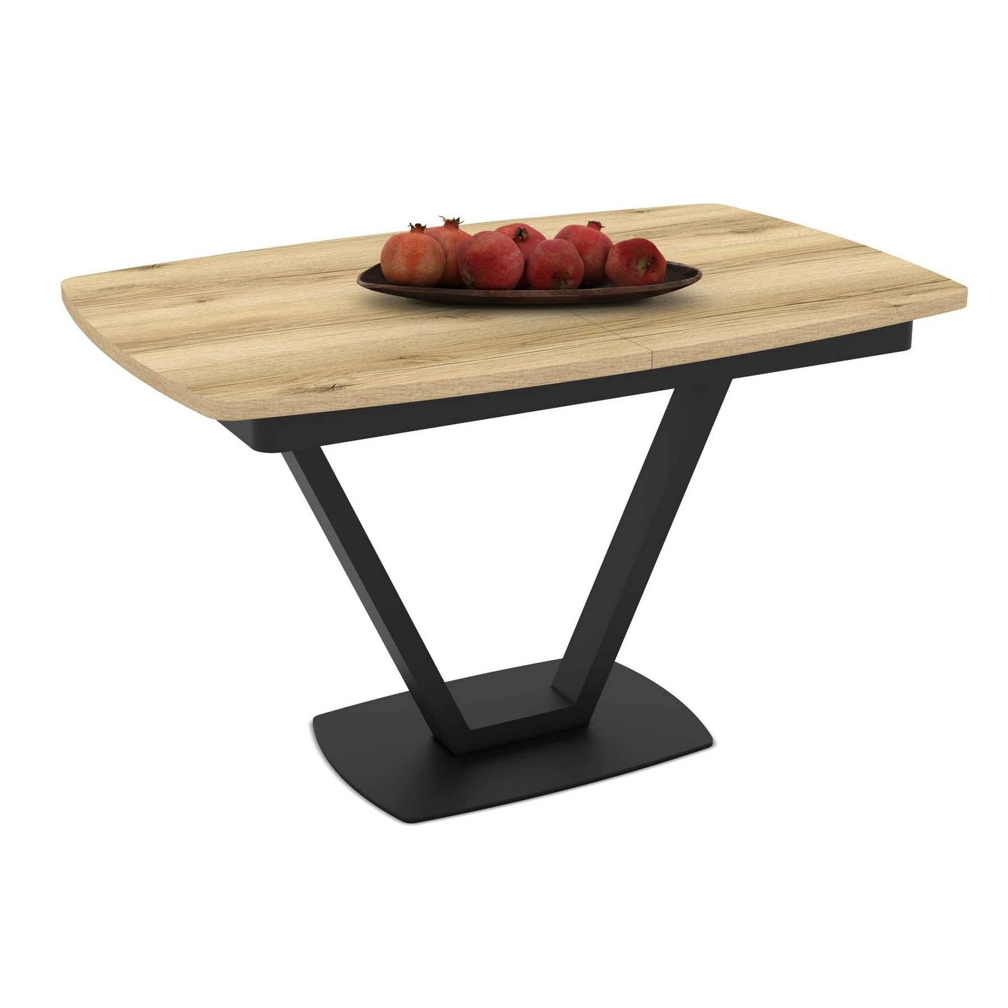 Masa extensibila NIKA, stejar/negru, ceramica/metal, 125/165x80x75 cm