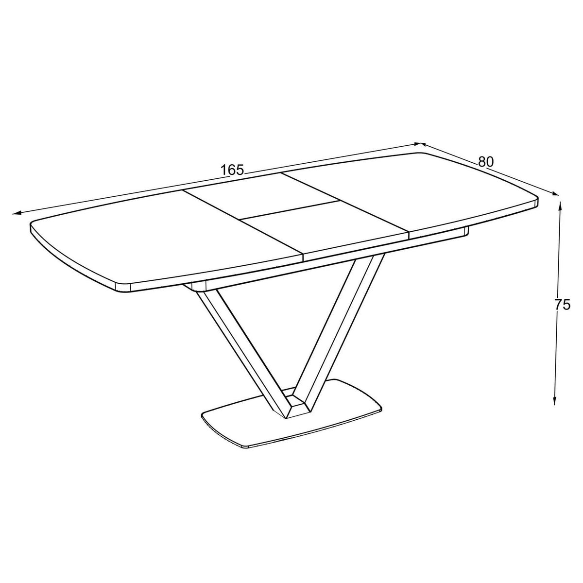 Masa extensibila NIKA, stejar/negru, ceramica/metal, 125/165x80x75 cm