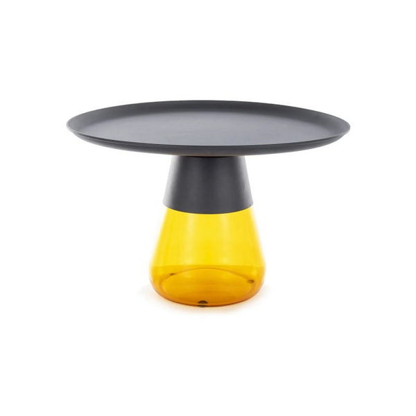 Masuta cafea TIFFANY B BLACK, galben/negru, metal/sticla, 70x43 cm