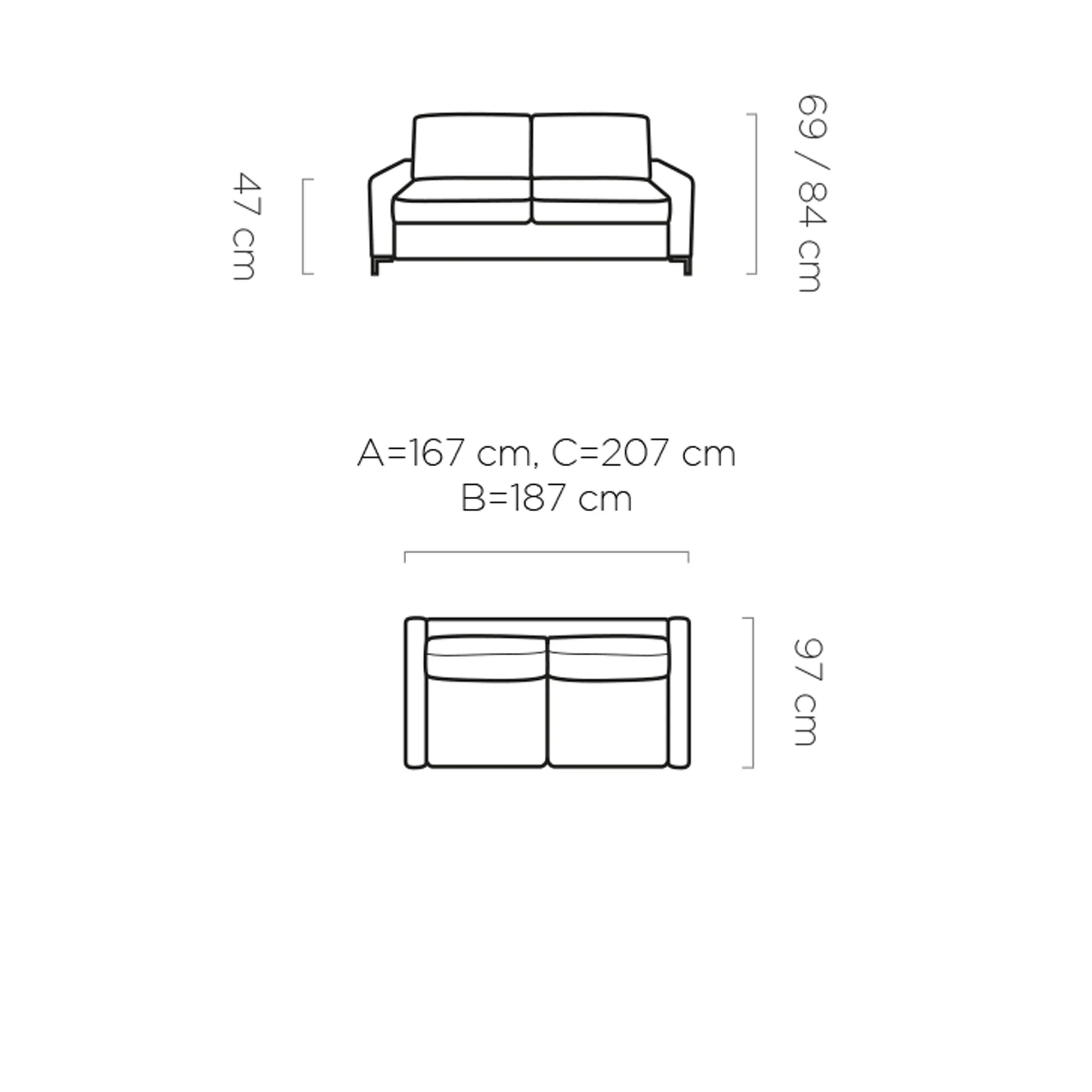 Canapea extensibila TINO 140, stofa catifelata albastru - Poso 05, Gama Premium, 187x97x84 cm