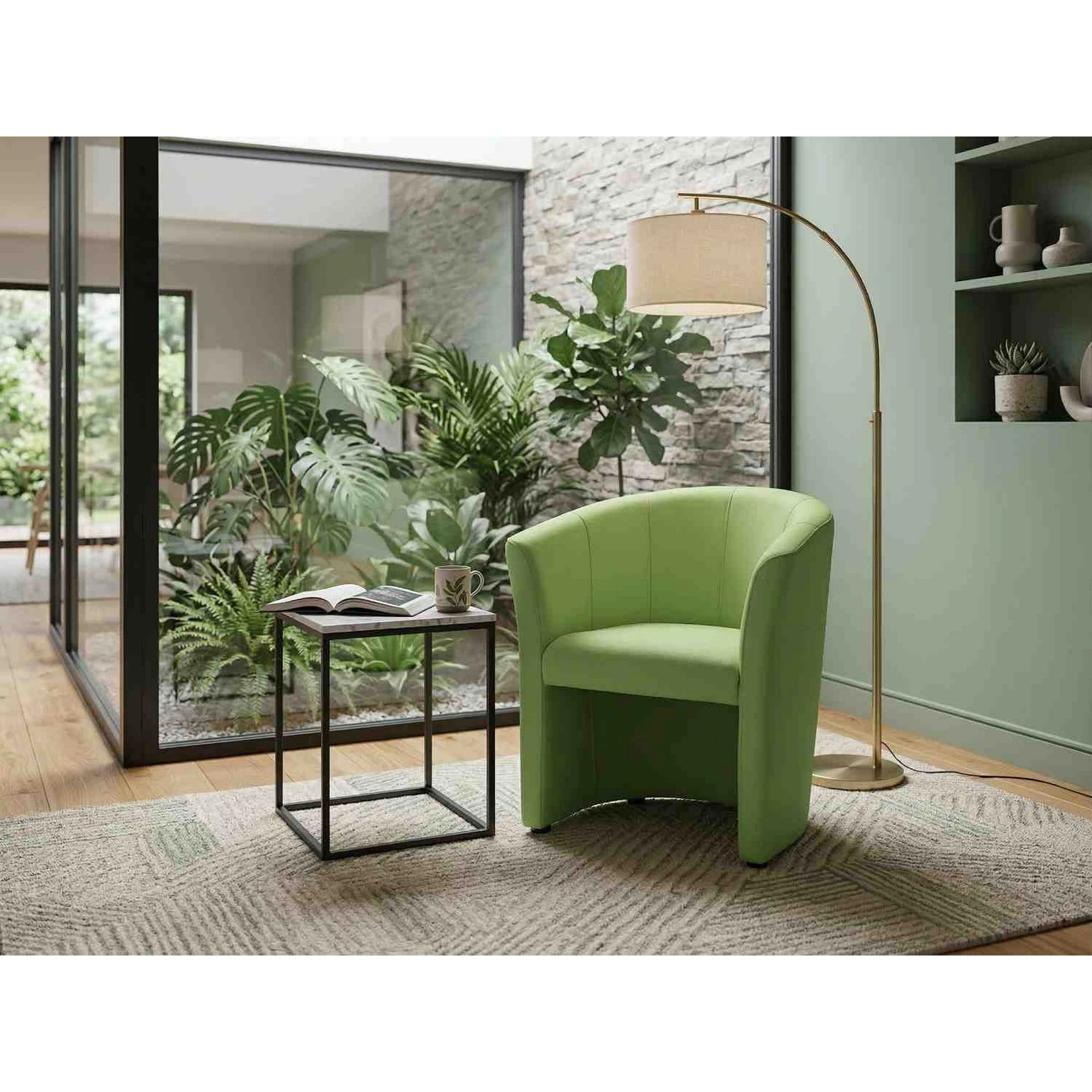 Fotoliu TM-1, verde, piele ecologica, 67x60x76 cm