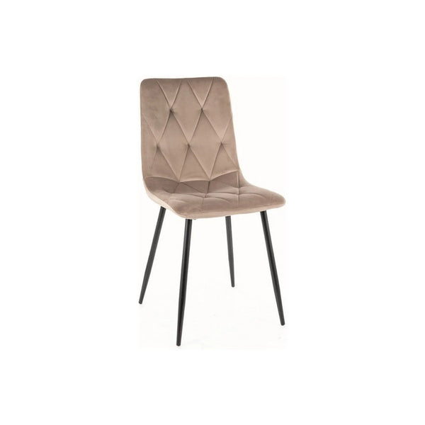 Scaun TOM, bej/negru, stofa catifelata/metal, 45x39x91 cm