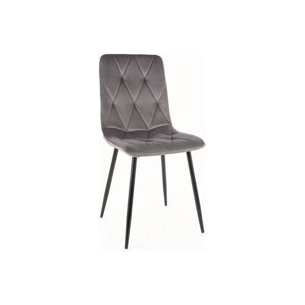 Scaun TOM, gri/negru, stofa catifelata/metal, 45x39x91 cm