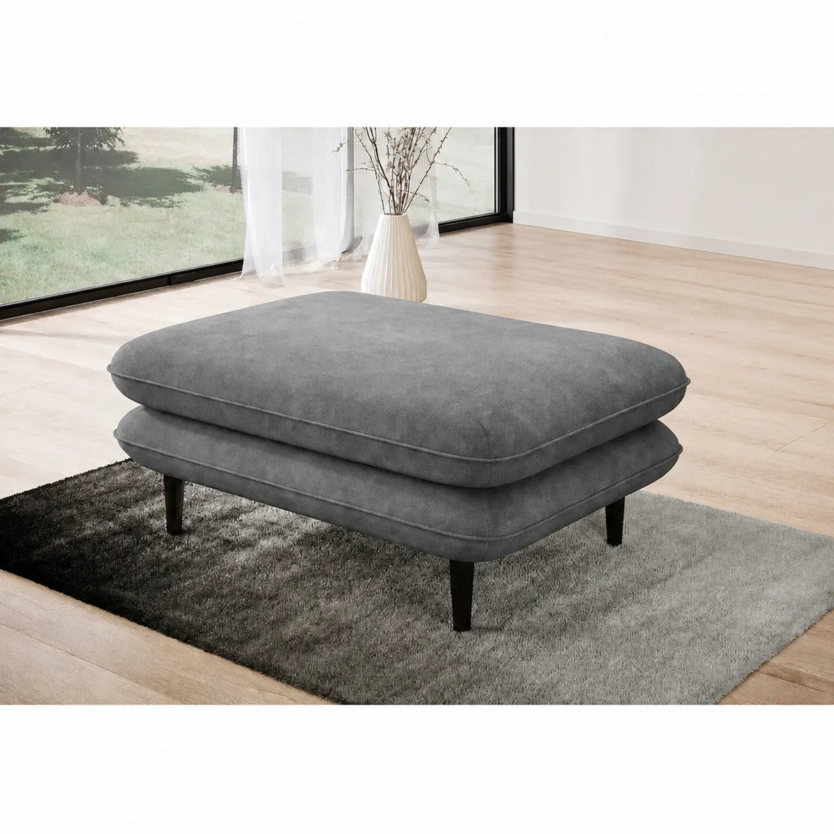 Taburet SOLANO, stofa catifelata gri - Riviera 91, 108x74x45 cm