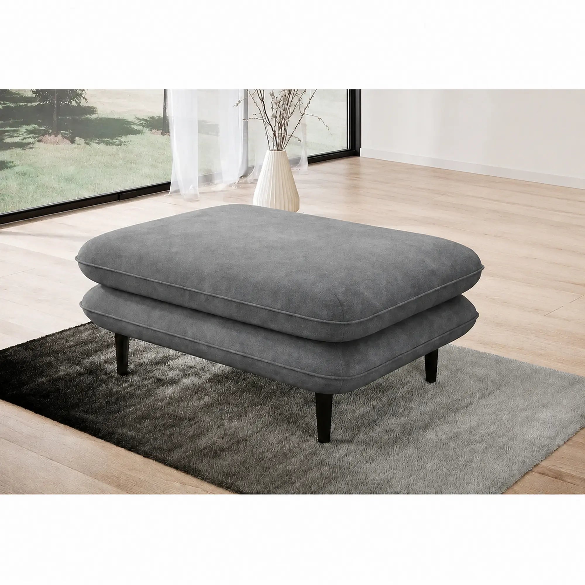 Taburet SOLANO, stofa catifelata gri - Riviera 91, 108x74x45 cm