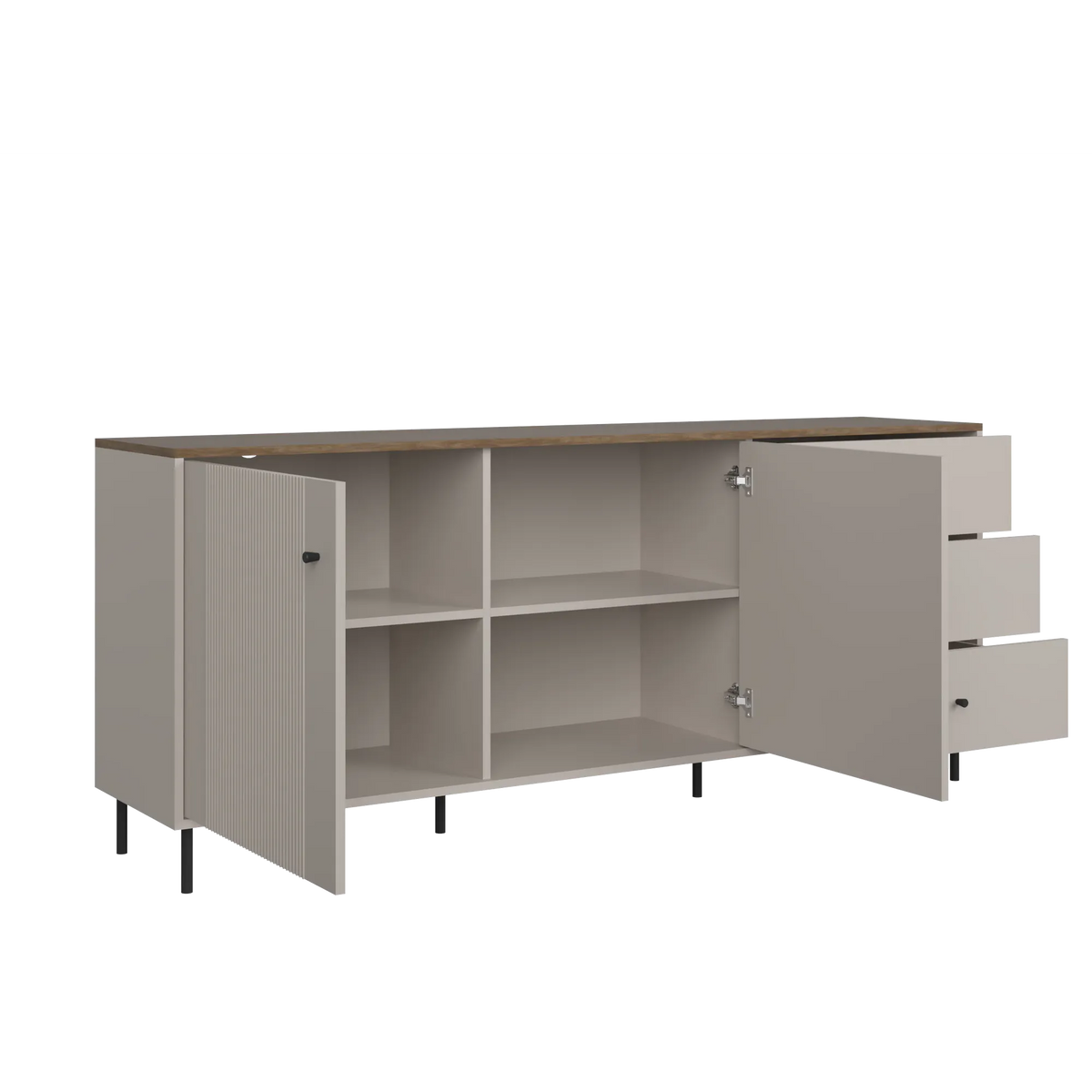 Comoda living TIRAMISU, casmir/stejar, PAL, 184x40x76 cm