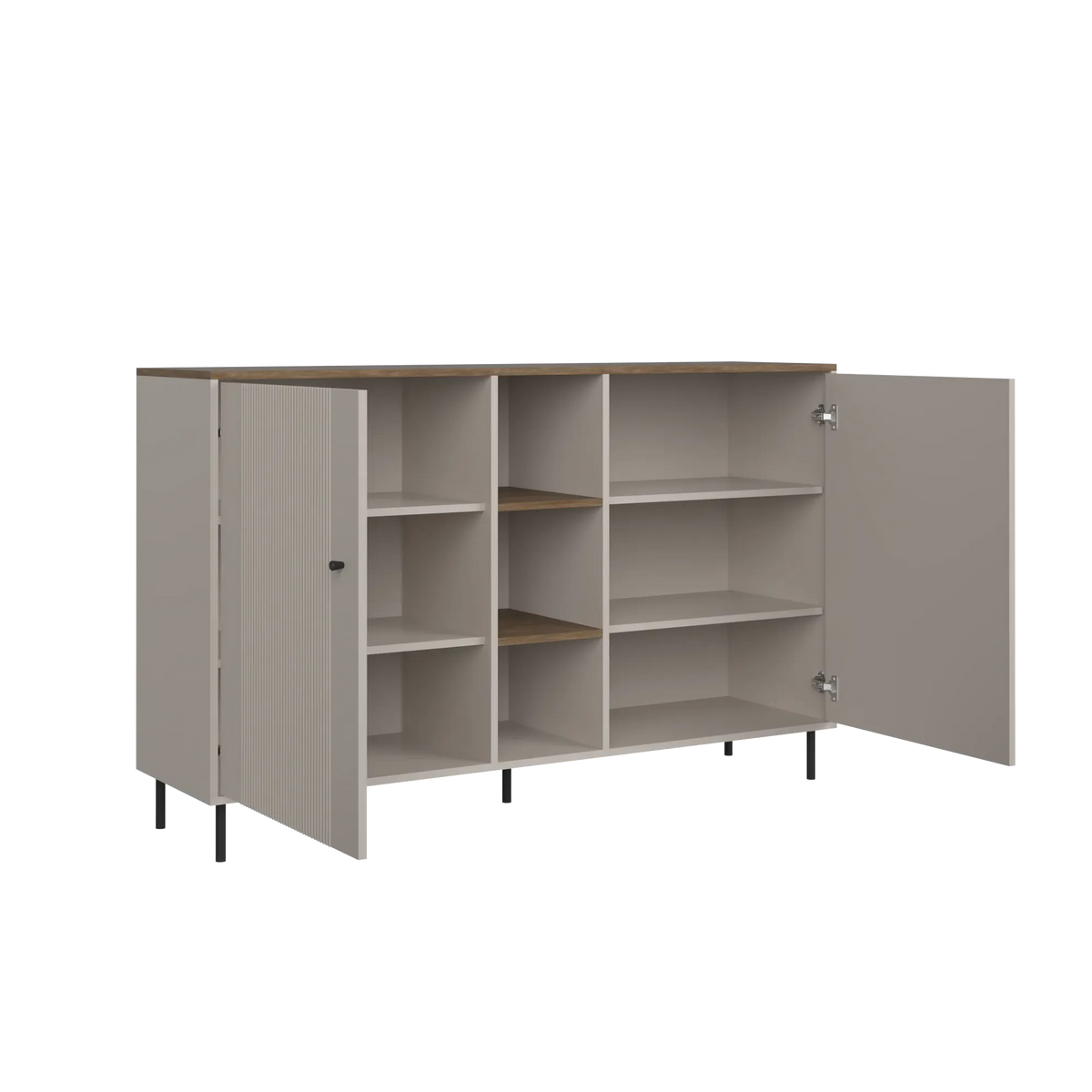 Comoda living TIRAMISU, casmir/stejar, PAL, 154x40x96 cm