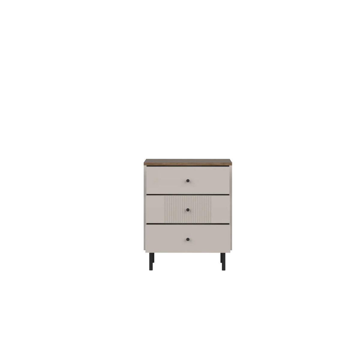 Noptiera picioare metalice TIRAMISU, casmir/stejar, PAL, 50x35x60 cm