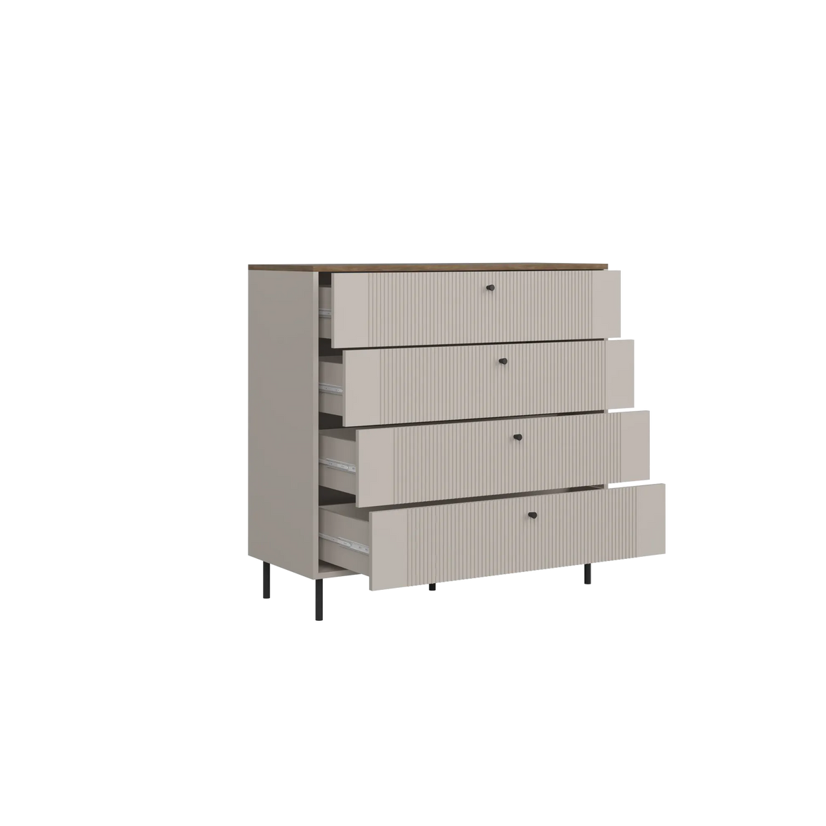 Comoda cu sertare inalta TIRAMISU, casmir/stejar, PAL, 94x40x96 cm