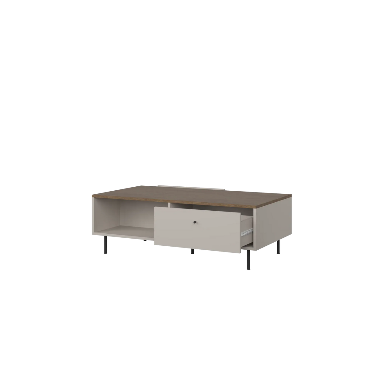 Masuta cafea cu spatiu depozitare TIRAMISU, casmir/stejar, PAL, 110x60x37 cm