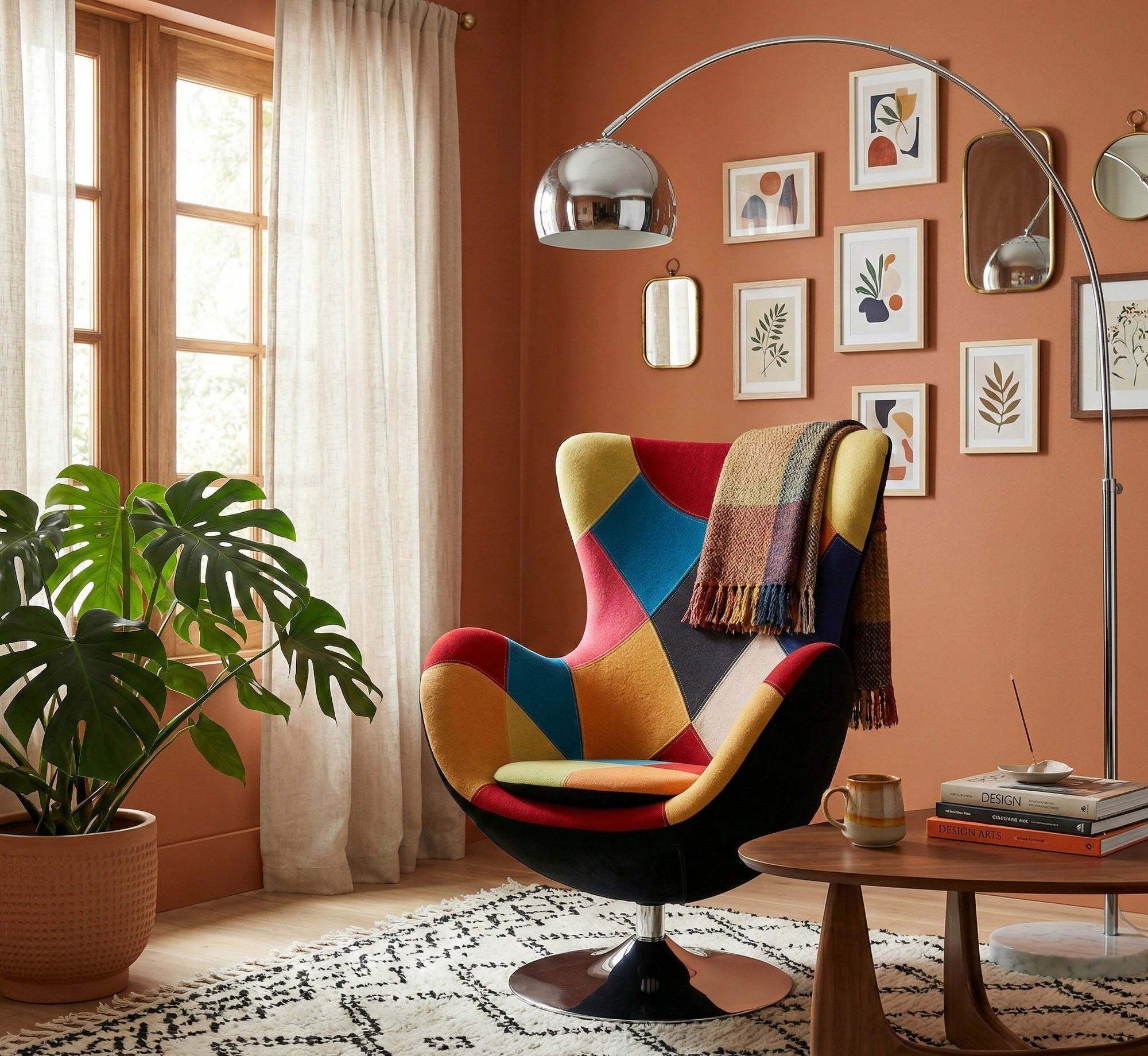 Scaun fluture BUTTERFLY, multicolor/crom, stofa/otel, 76x75x95 cm