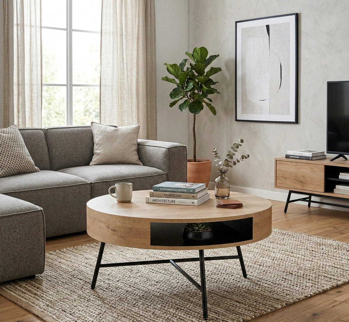 Masuta cafea CAMILA, stejar auriu/negru, 80x80x41 cm