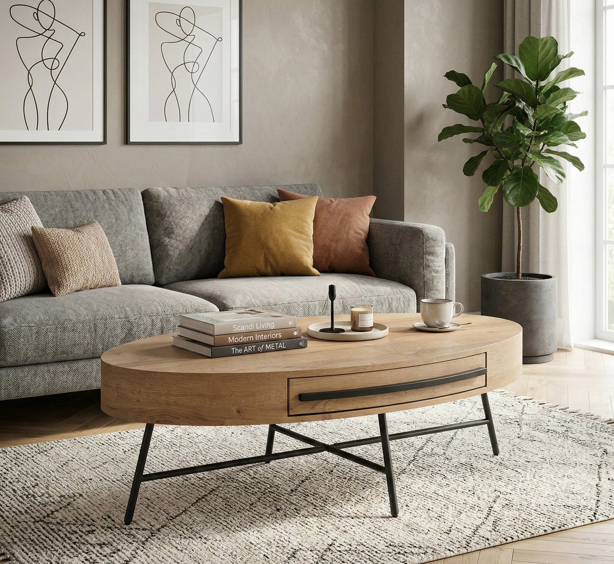 Masuta cafea CAROLINA, stejar auriu/negru, 120x60x41 cm