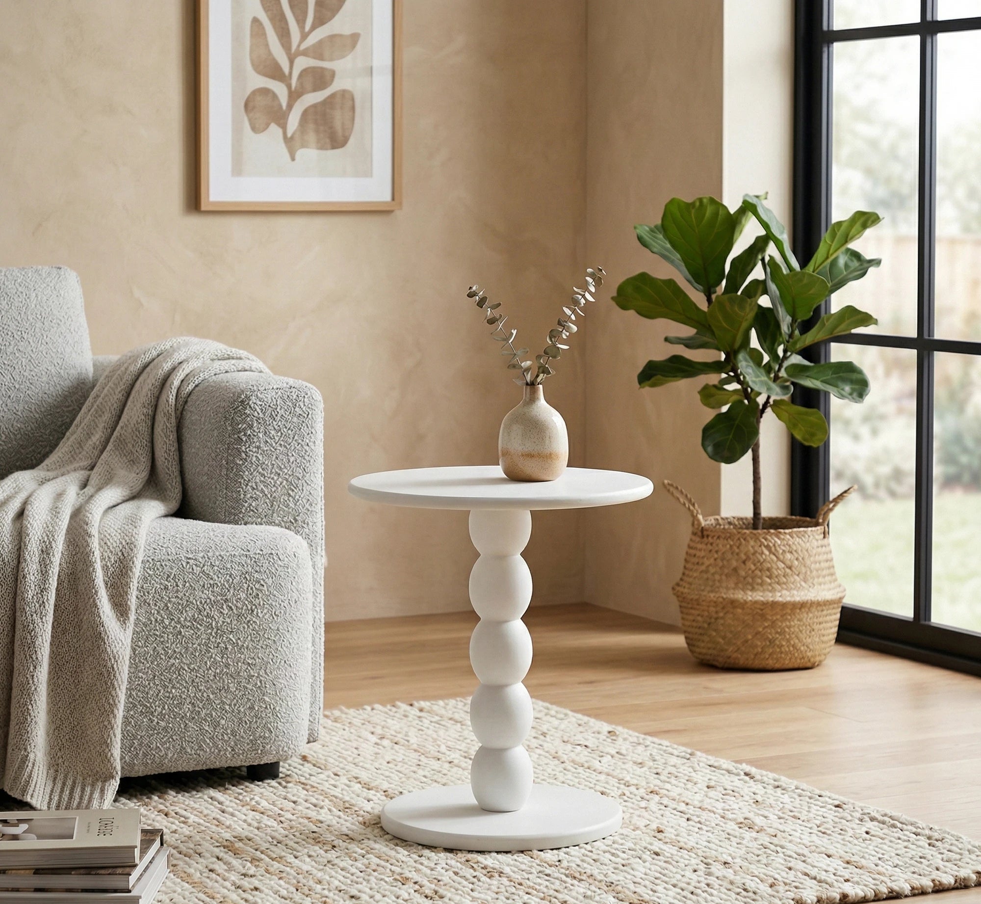 Masuta CIRILLA, alb, lemn, 40x40x47 cm