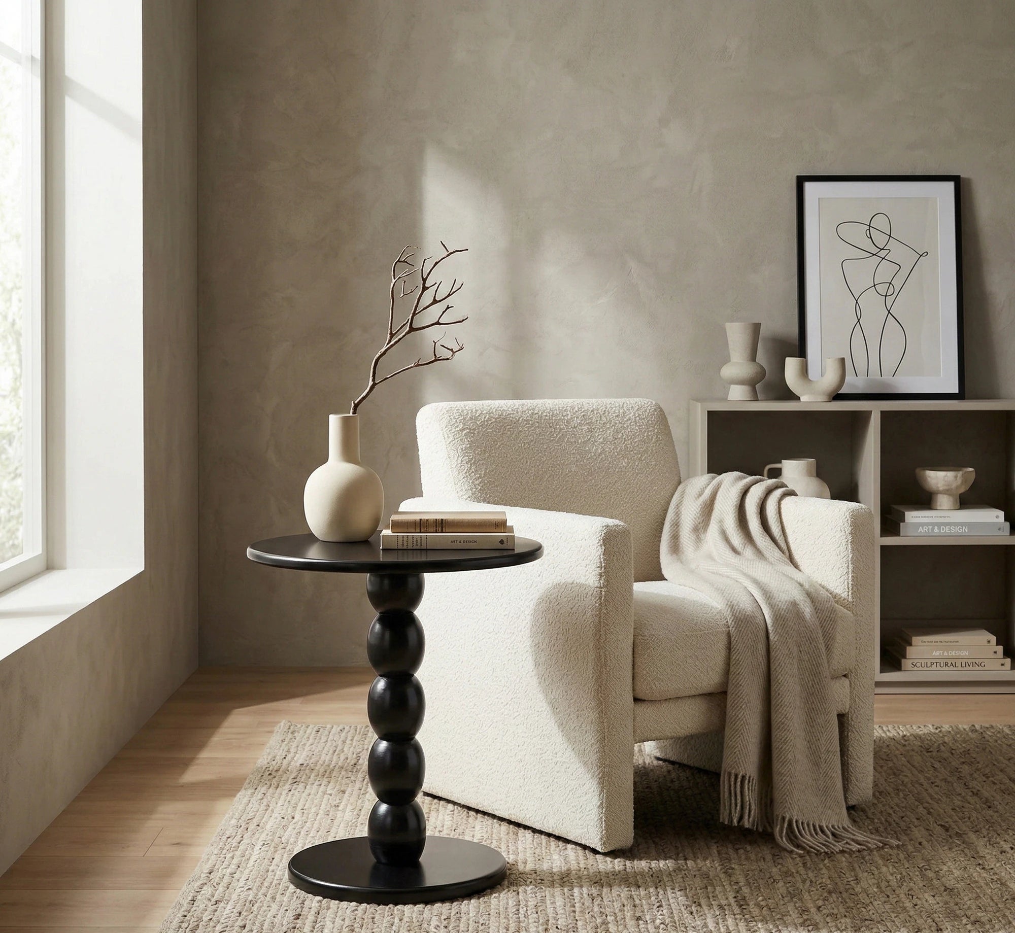 Masuta CIRILLA, negru, lemn, 40x40x47 cm