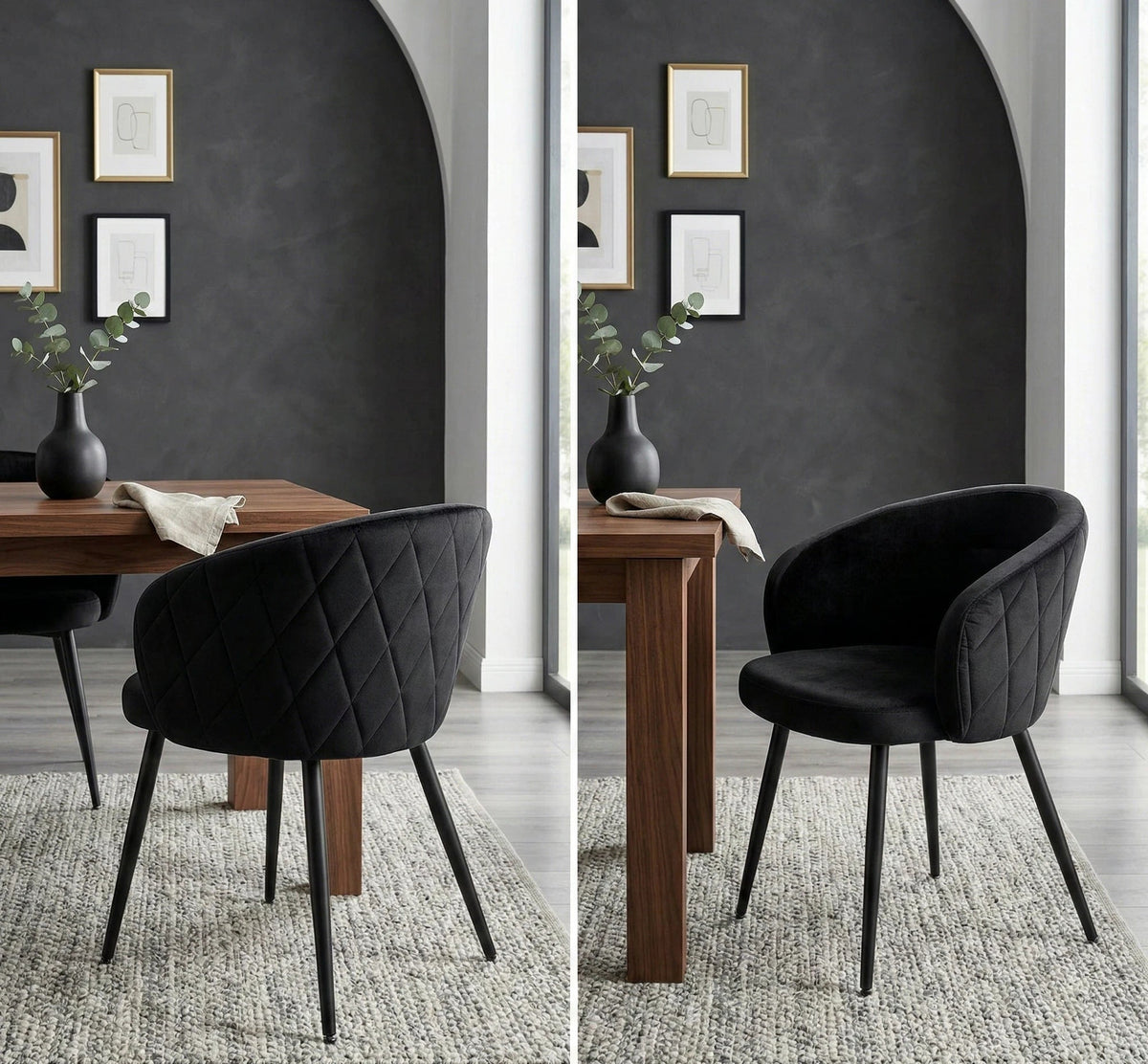 Scaun K430, negru, stofa catifelata/metal, 61x54x77 cm