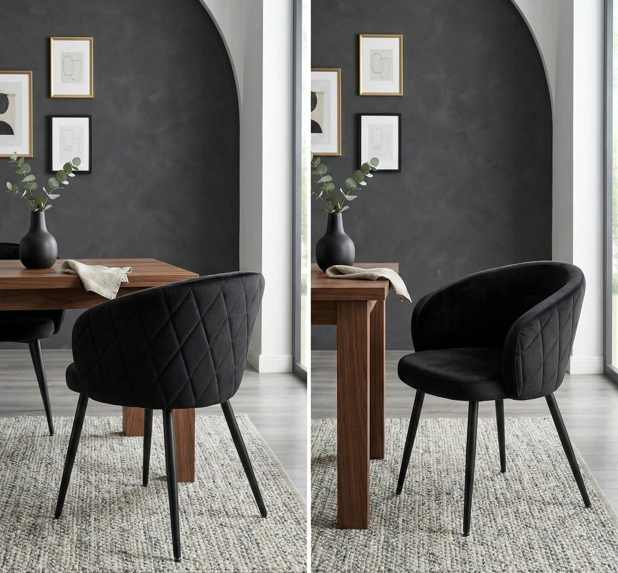 Scaun K430, negru, stofa catifelata/metal, 61x54x77 cm