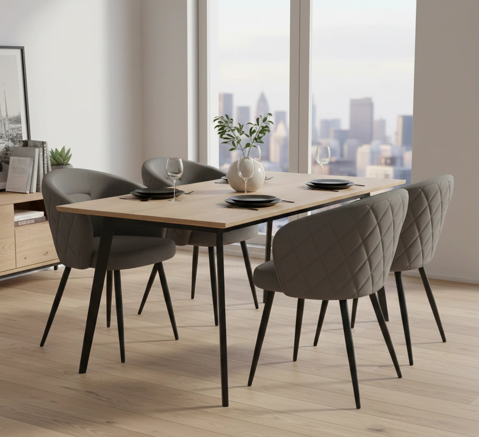 Scaun K430, gri, stofa/metal, 61x54x77 cm