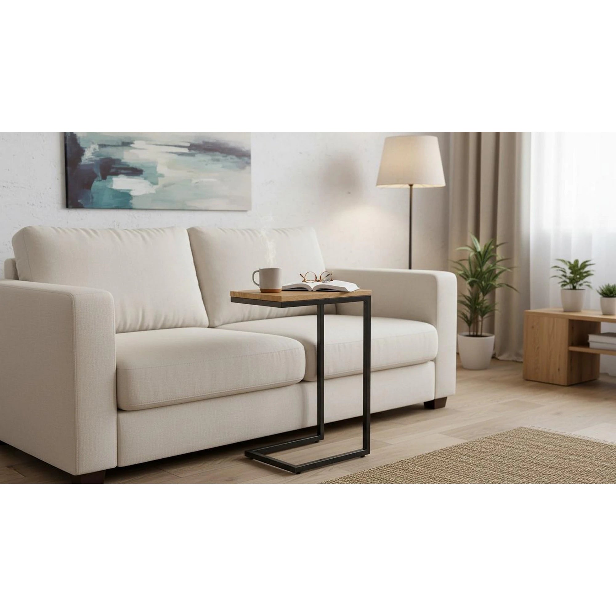 Masuta cafea NISA, negru/stejar auriu, 40x30x60 cm