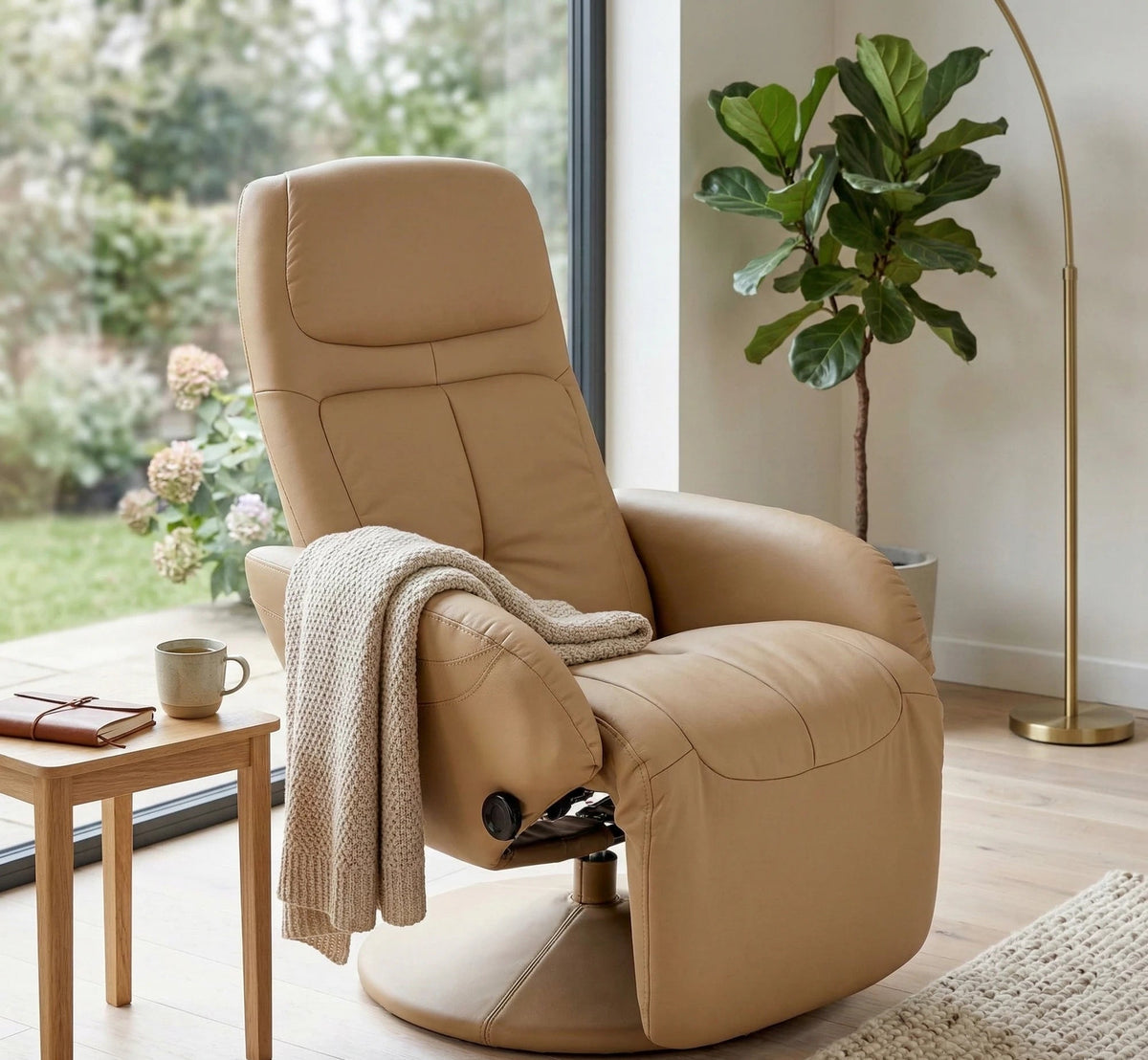 Fotoliu OPTIMA bej, piele ecologica/PVC, 77x80x139x84x101 cm