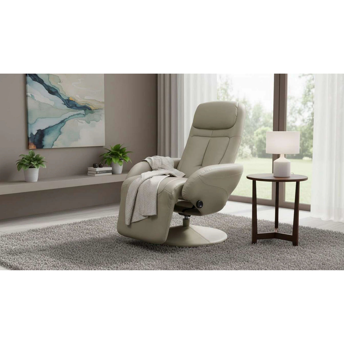 Fotoliu OPTIMA, bej, piele ecologica/PVC, 77x80/139x84/101 cm