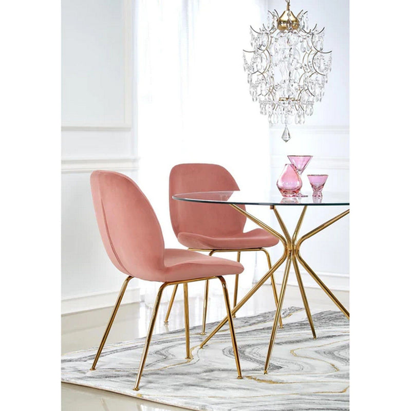 Set masa RONDO cu 3 scaune K381 roz/auriu