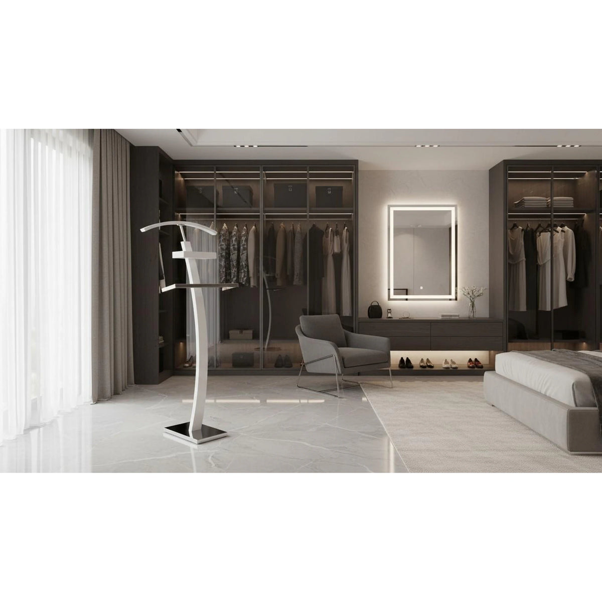 Stander haine WU13, alb, otel/lemn, 32x20x117 cm