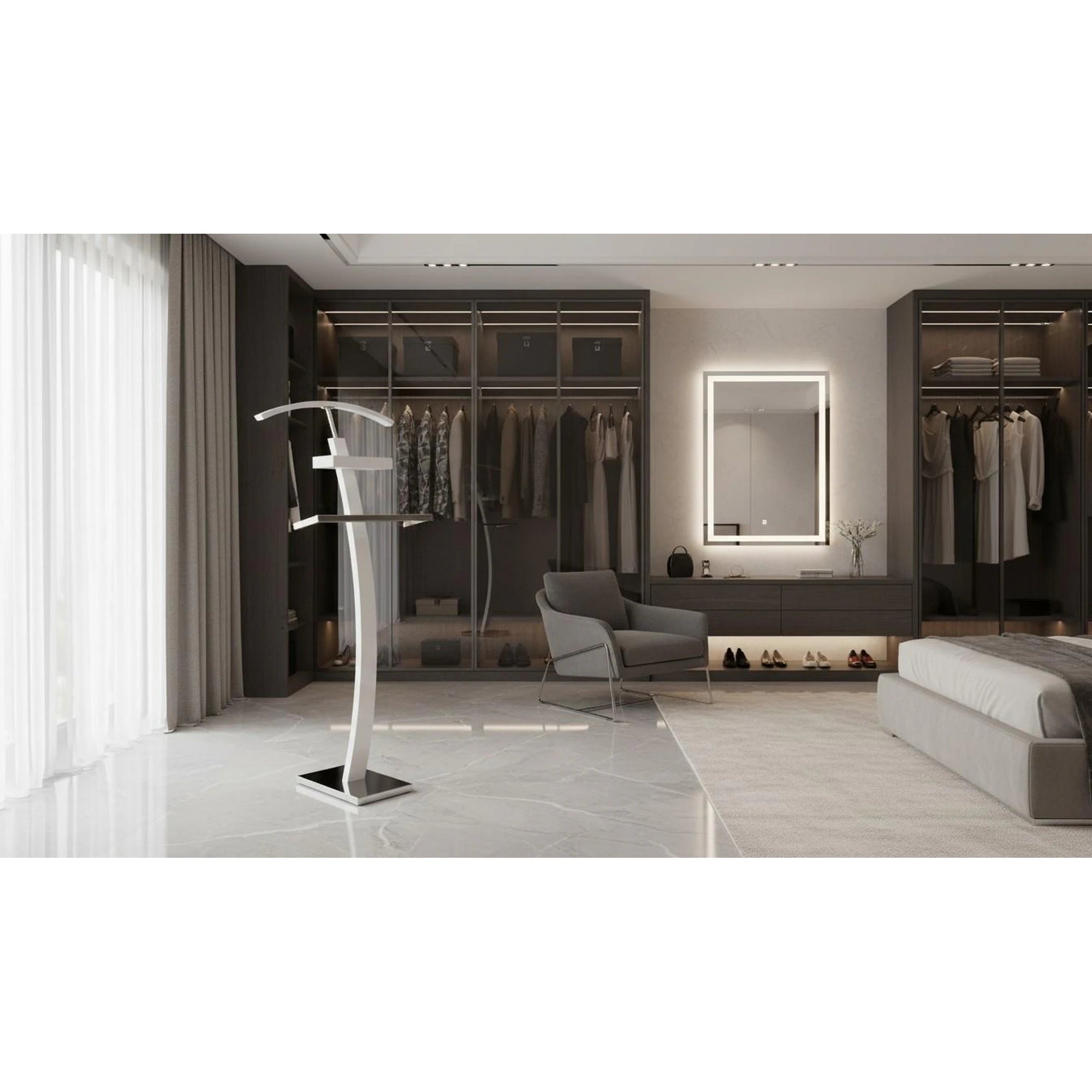 Stander haine WU13, alb, otel/lemn, 32x20x117 cm
