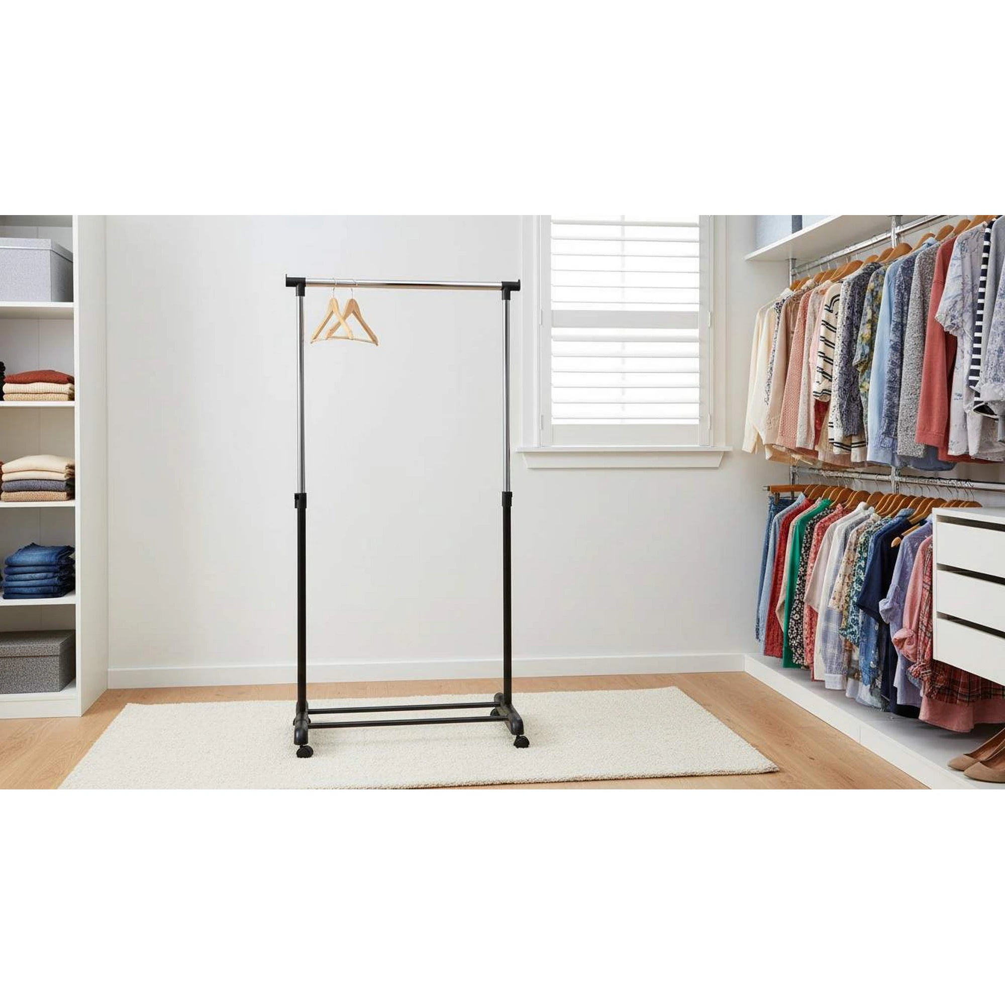 Stander haine WU8, negru/crom, otel/plastic, 88x44x94/170 cm