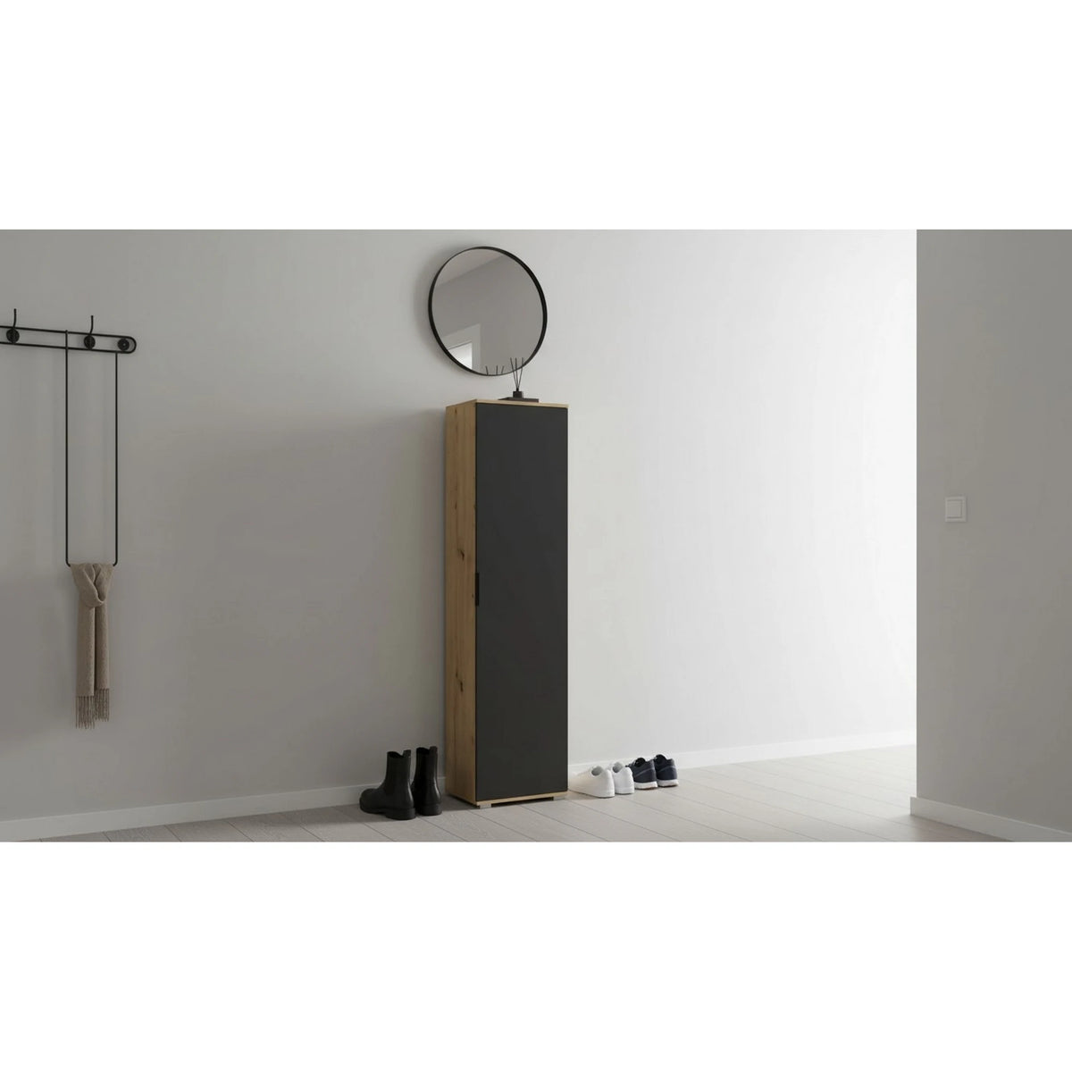 Dulap CLIF SL-50, stejar artisan/gri antracit, PAL laminat, cu o usa, 50x38x203 cm