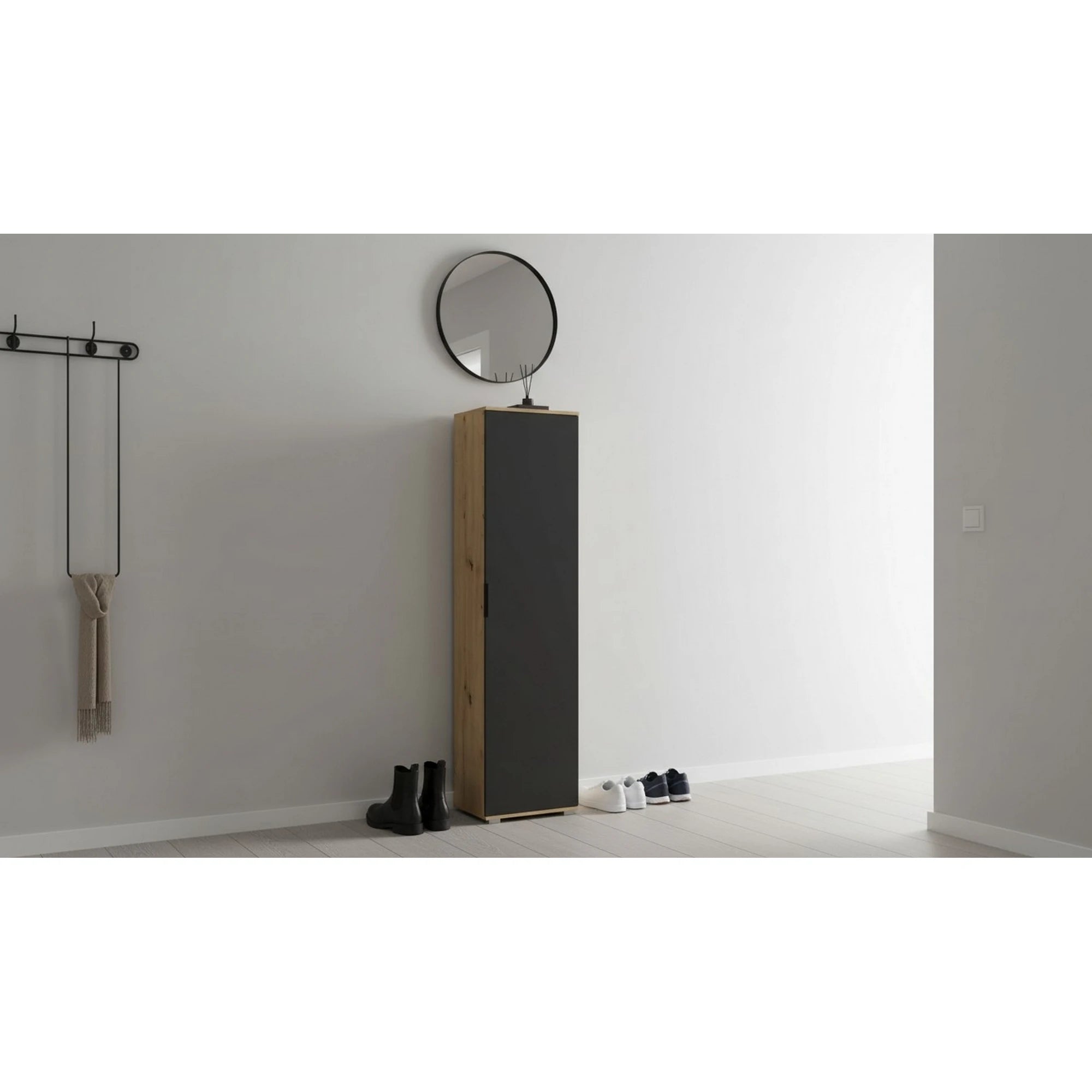 Dulap CLIF SL-50, stejar artisan/gri antracit, PAL laminat, cu o usa, 50x38x203 cm