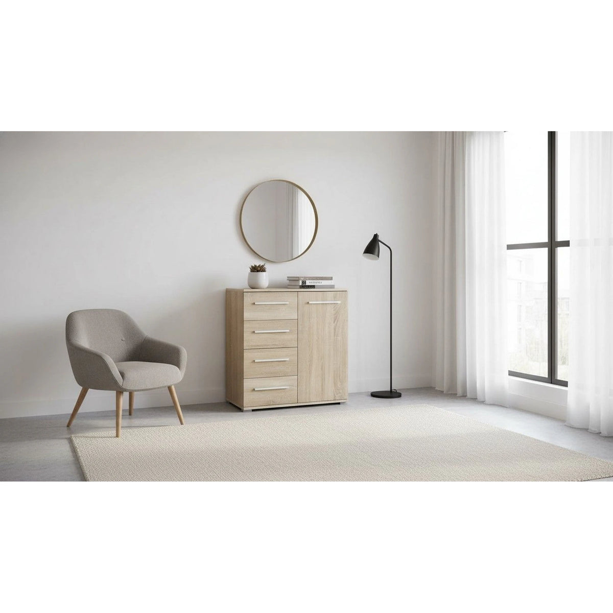 Comoda Lima KM2,  stejar sonoma, PAL, 77x40x82 cm