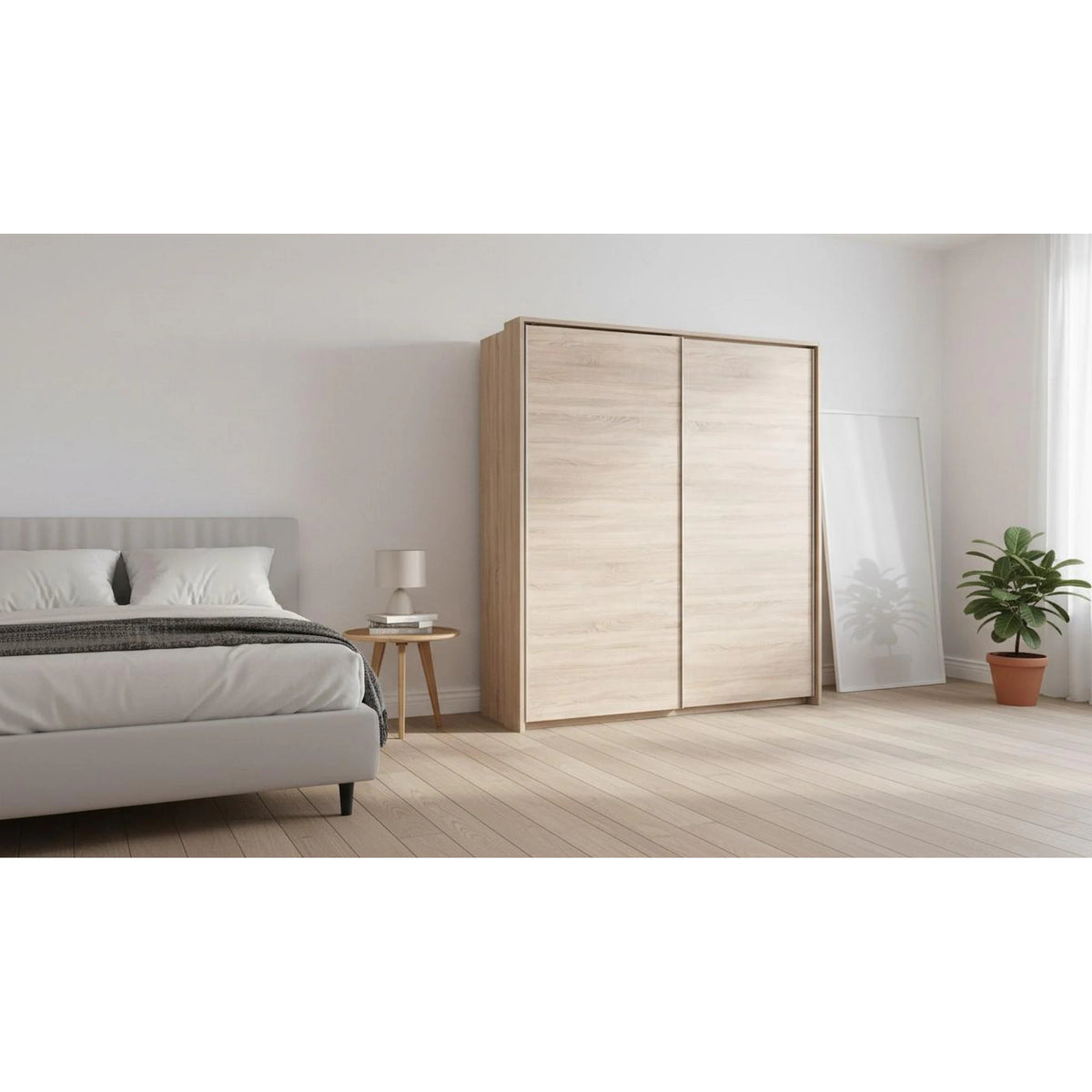 Dulap LIMA S1, stejar sonoma, cu 2 usi, 153x58x210 cm