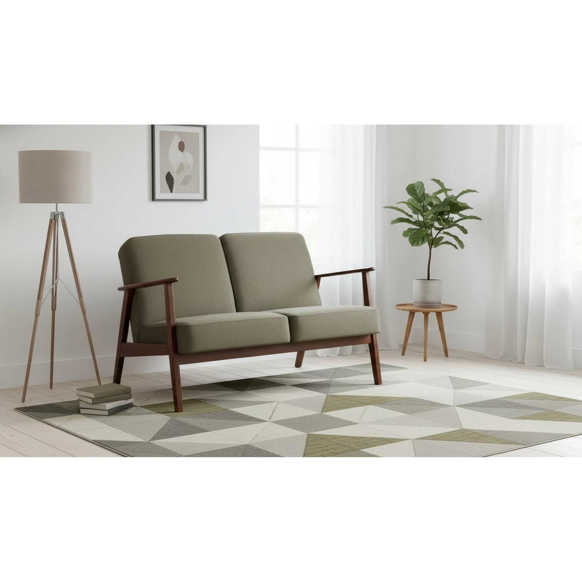 Canapea MILANO 2S, stofa catifelata verde olive - Castel 39, 120x77x77 cm