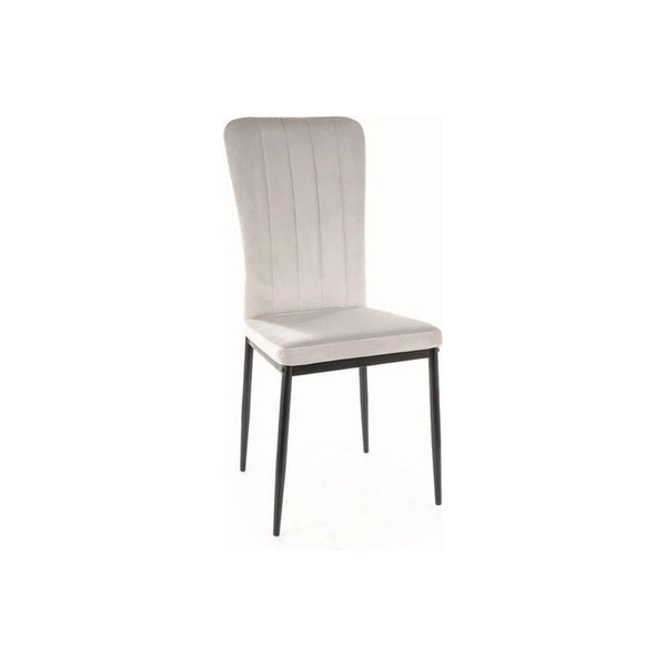 Scaun VIGO, gri deschis/negru mat, stofa catifelata/metal, 44x38x97 cm