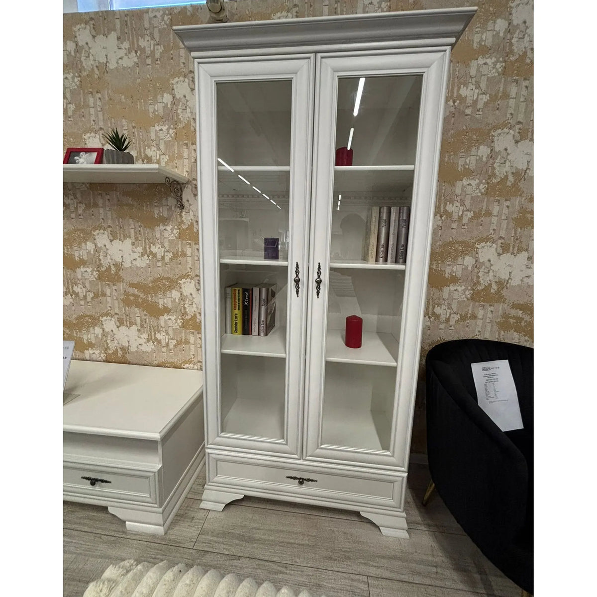 PRODUS RESIGILAT - Vitrina IDENTO B, alb, PAL/sticla, 100x44x198 cm