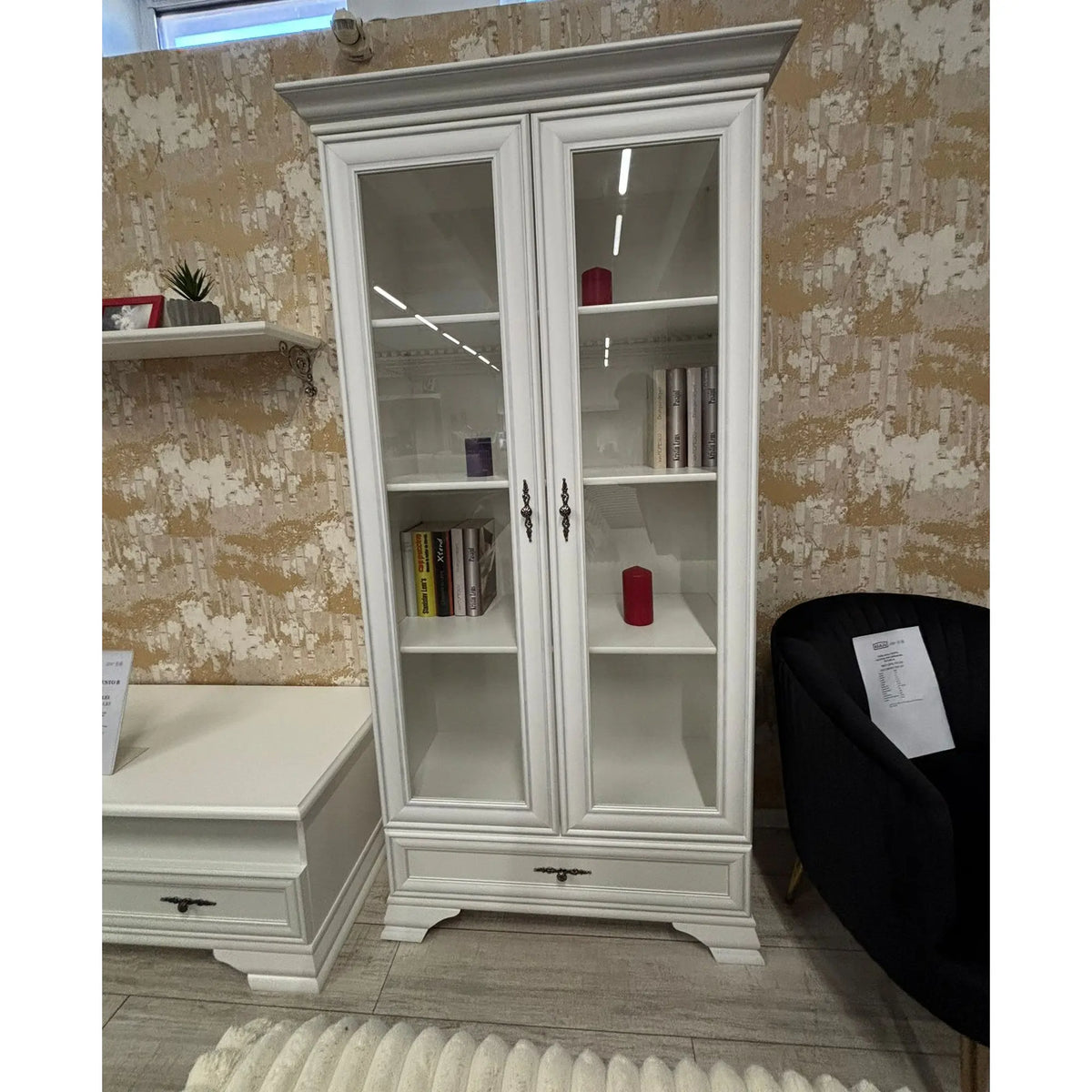 PRODUS RESIGILAT - Vitrina IDENTO B, alb, PAL/sticla, 100x44x198 cm