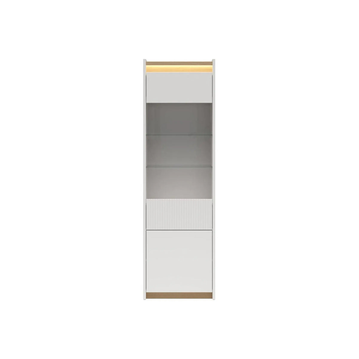Vitrină LUWIA, gri deschis/stejar arles, PAL, cu iluminare LED, 60x40x201 cm