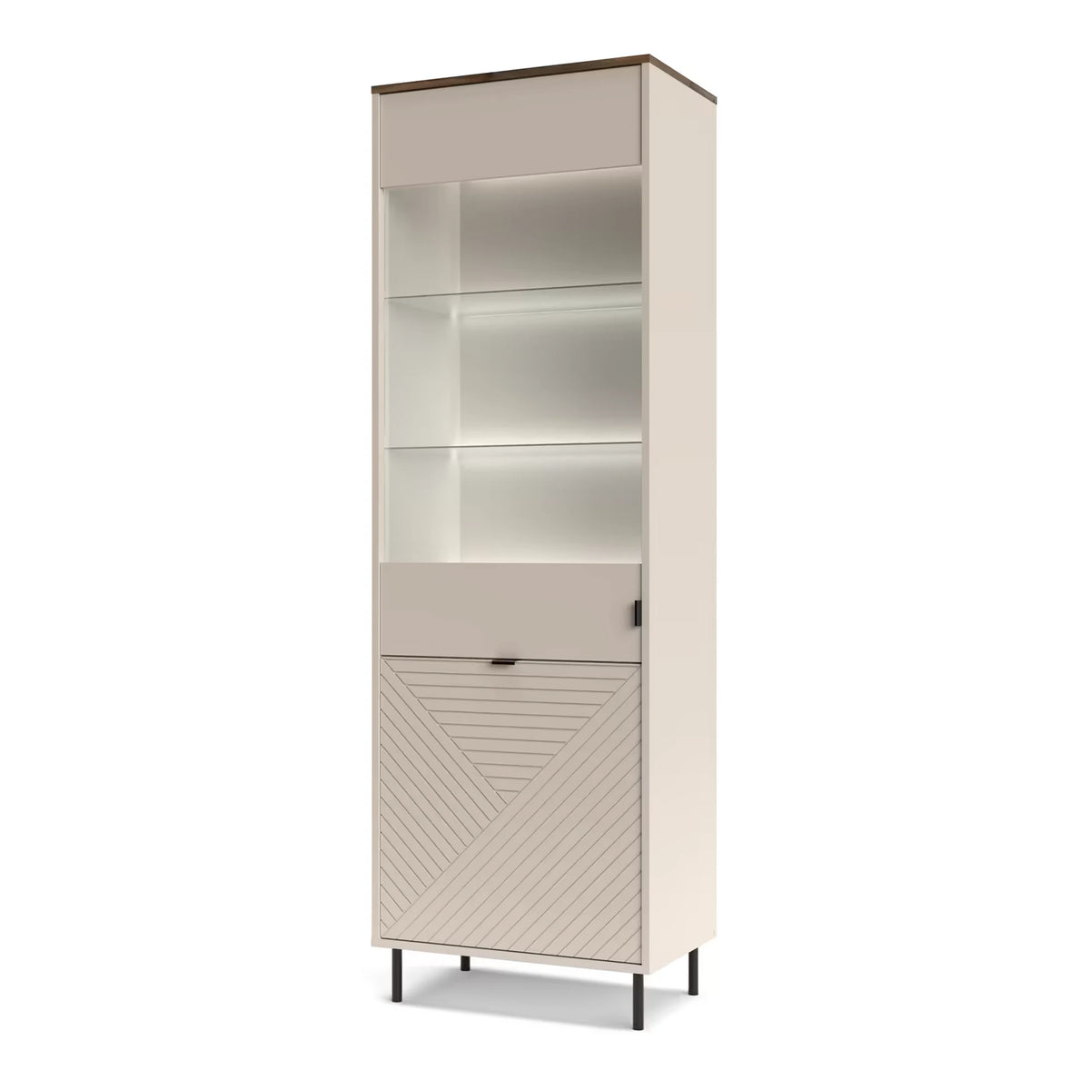 Vitrina living EVO, casmir, PAL laminat, cu iluminare LED, 64x40x195 cm