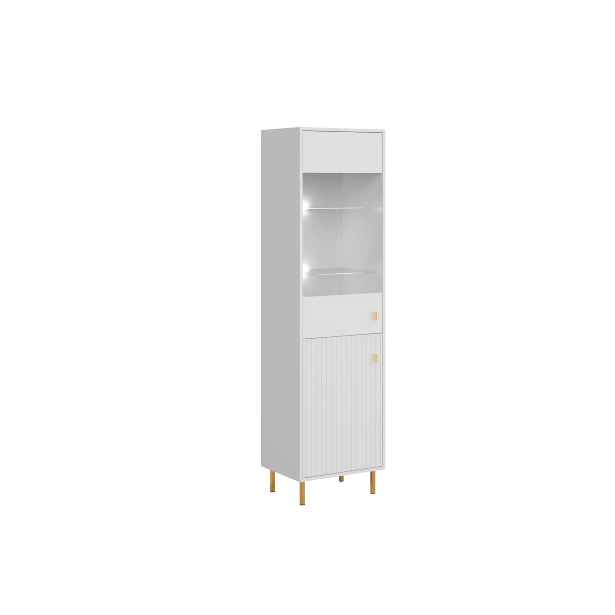 Vitrina living PIANO, alb, PAL, 52x40x190 cm