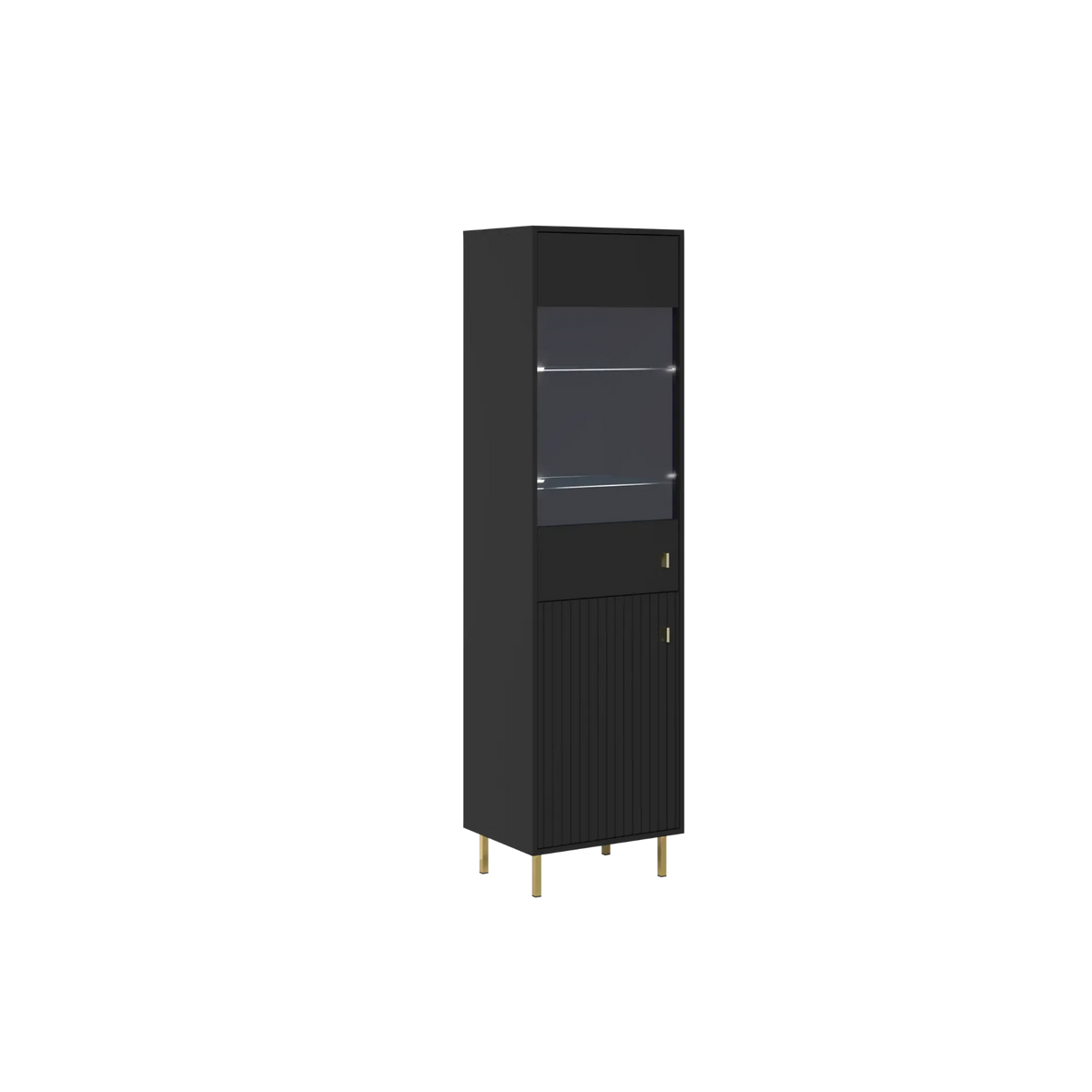 Vitrina living PIANO, negru, PAL, 52x40x190 cm