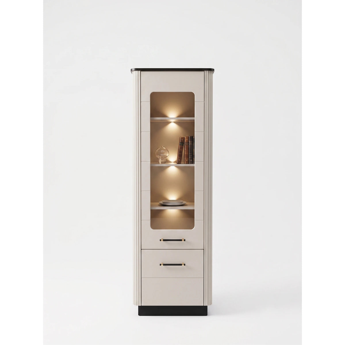 Vitrina living SANTO SA2, casmir/negru, PAL laminat, 64x41x194 cm