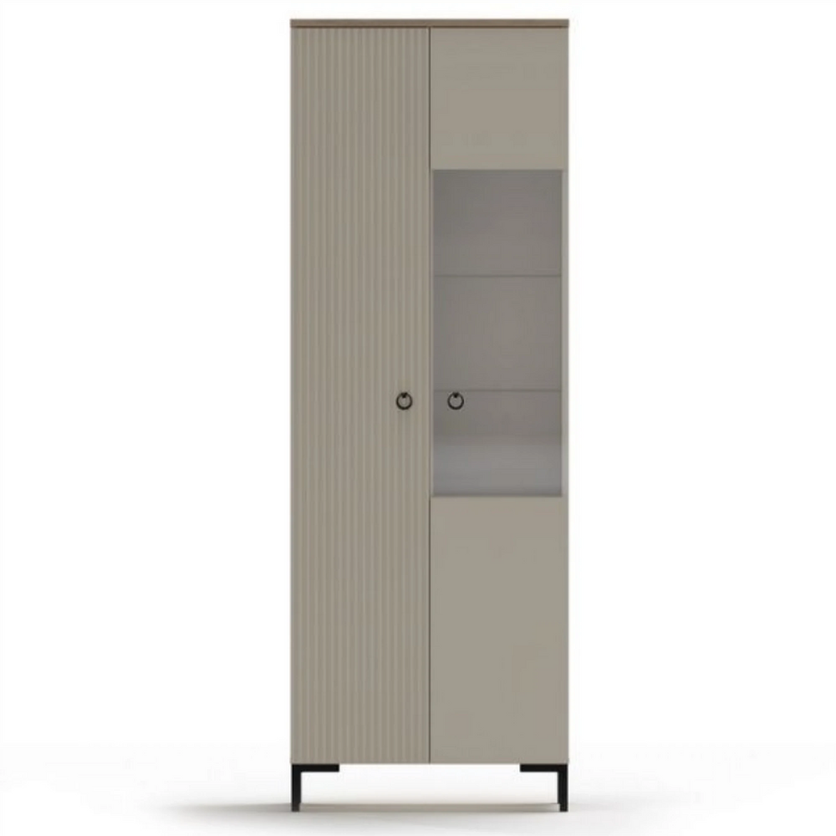 Vitrina pentru living DOMINICA, grej/stejar, PAL laminat, 70x41x199 cm