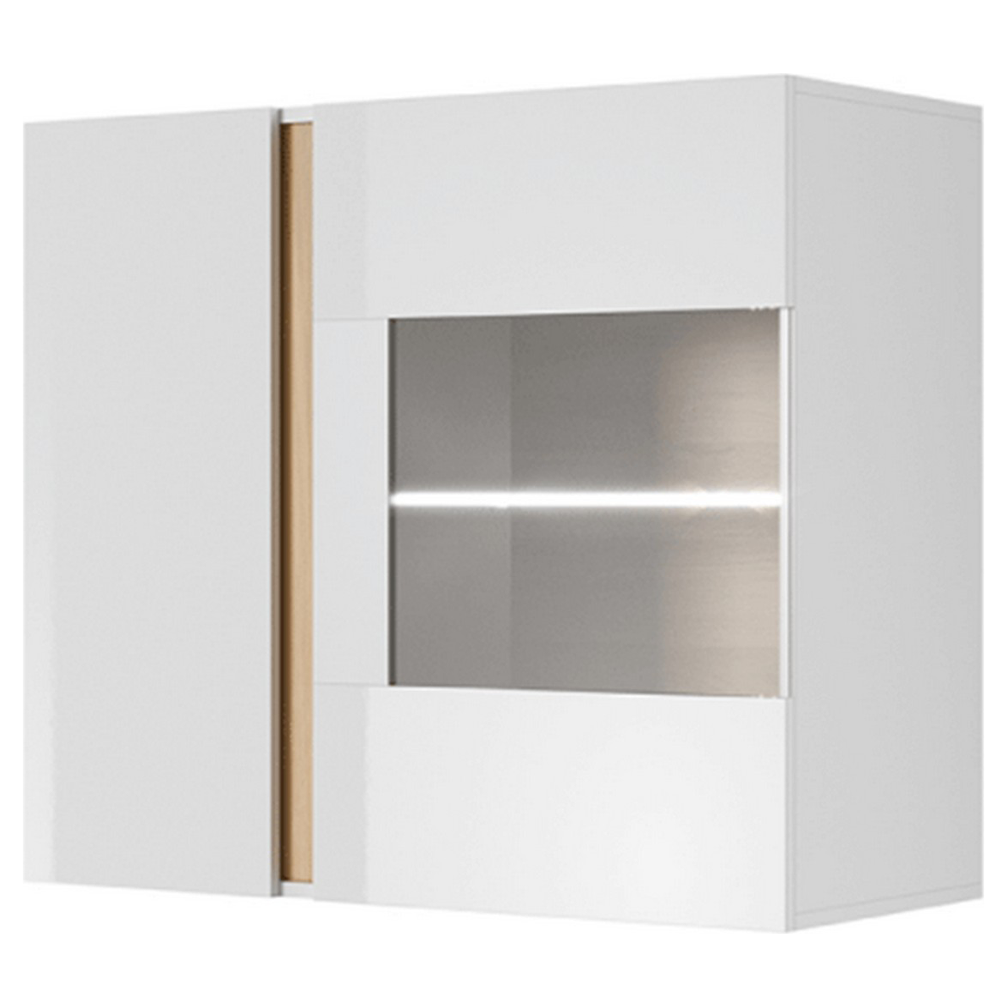 Vitrina CITY, alb/stejar, PAL melaminat/canturi ABS/sticla, 97x40x83 cm