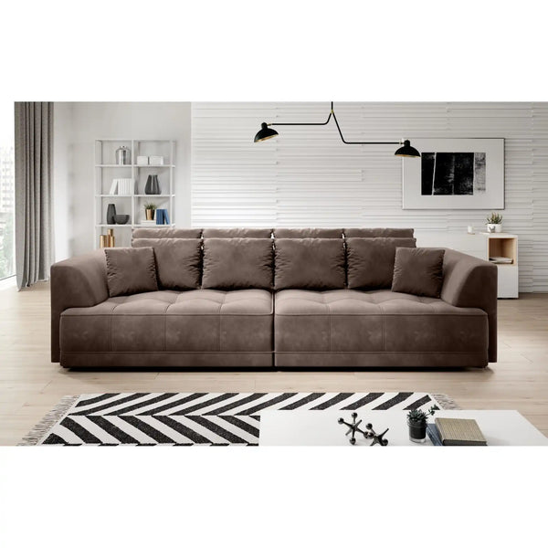 Canapea TIGA, stofa catifelata mov lila - Monolith 62, Gama Premium, cu reglaj electric, 302x136x88/72 cm
