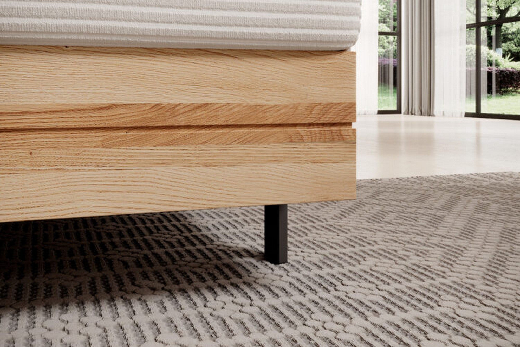 Pat boxspring NEBIA 140x200, personalizabil materiale gama Oferta Avantaj, cu saltele, topper si lada pentru depozitare