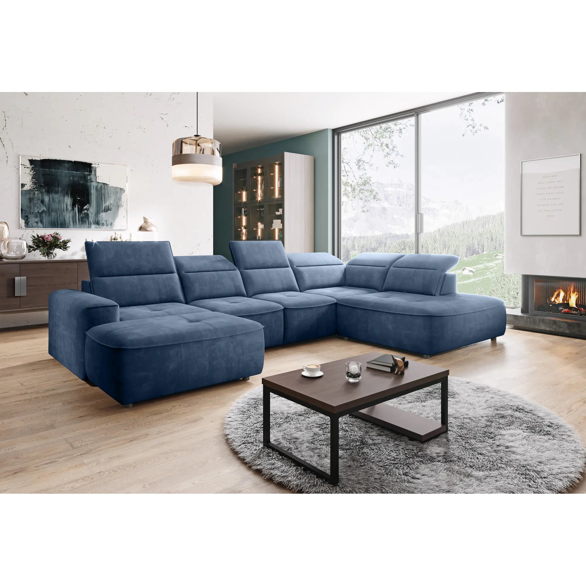 Coltar COLOMBO XL, personalizabil materiale gama Oferta Avantaj, cu reglaj electric si lada depozitare, 376x227x103 cm