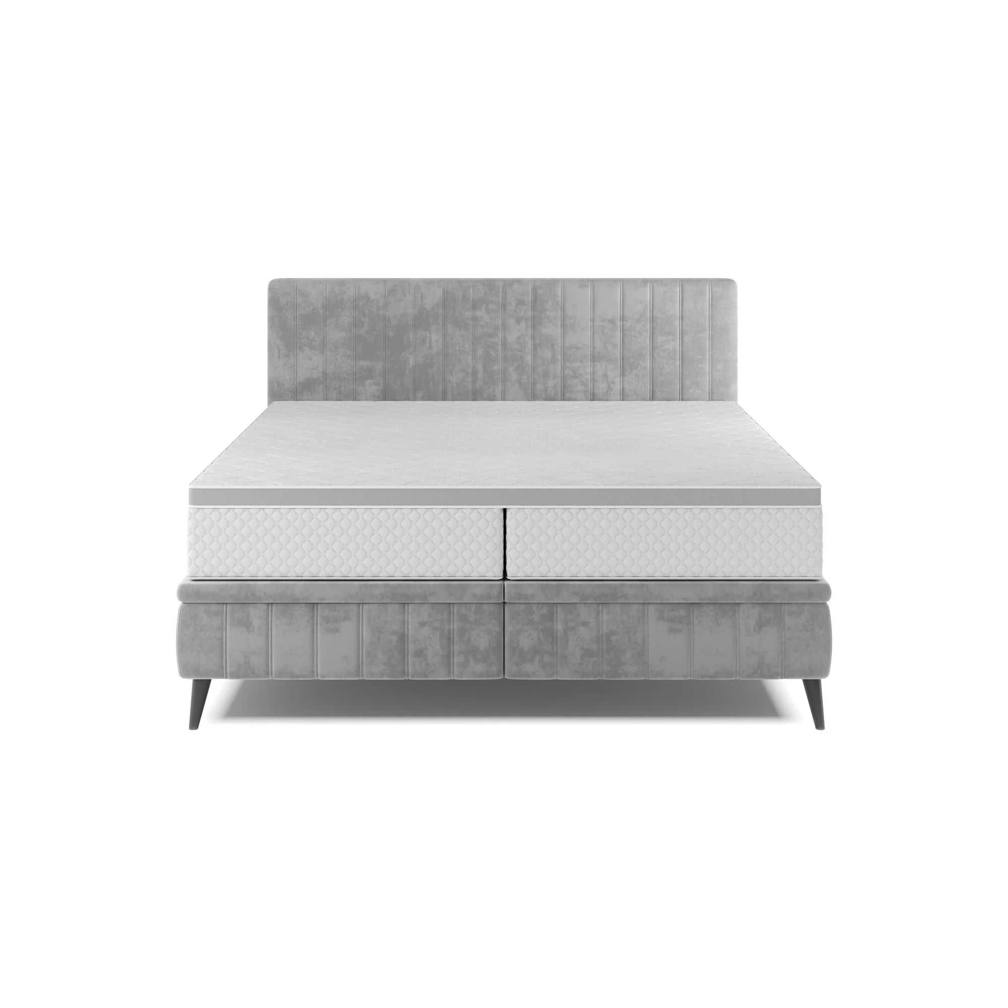 Pat CAYA 180x200, stofa catifelata bej - Whisper 03, Gama Premium, cu suport saltea, 2 lazi pentru depozitare si pistoane pe gaz