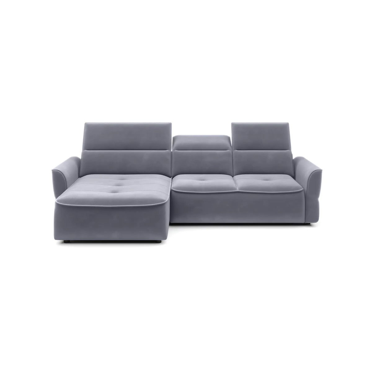 Coltar MURILLO MINI, sezlong stanga, stofa gri - Rosario 453, cu reglaj electric, tetiere reglabile si lada depozitare 260x175x87/100 cm