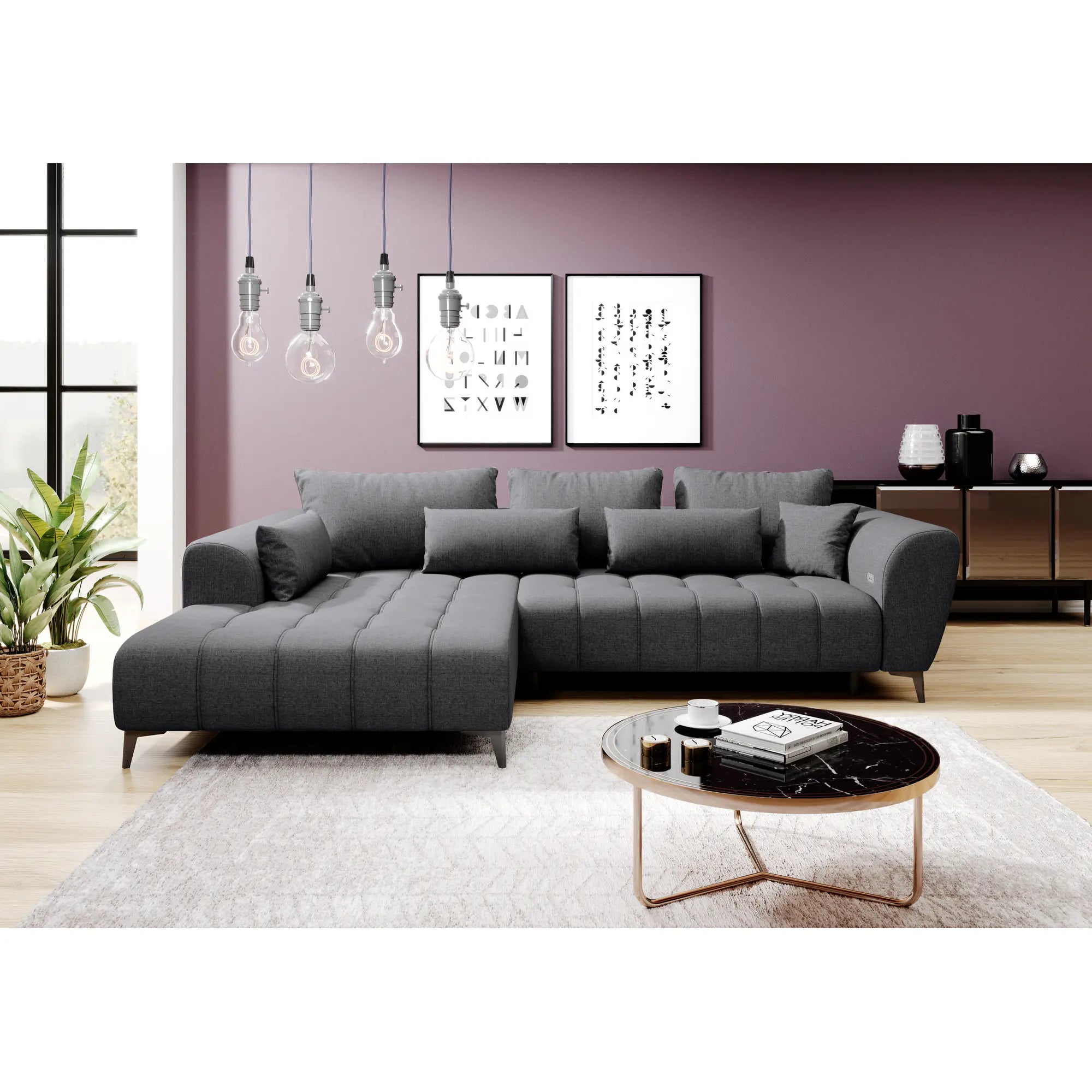 Coltar GARAY, personalizabil materiale gama Premium, cu reglaj electric, 287x220x83 cm